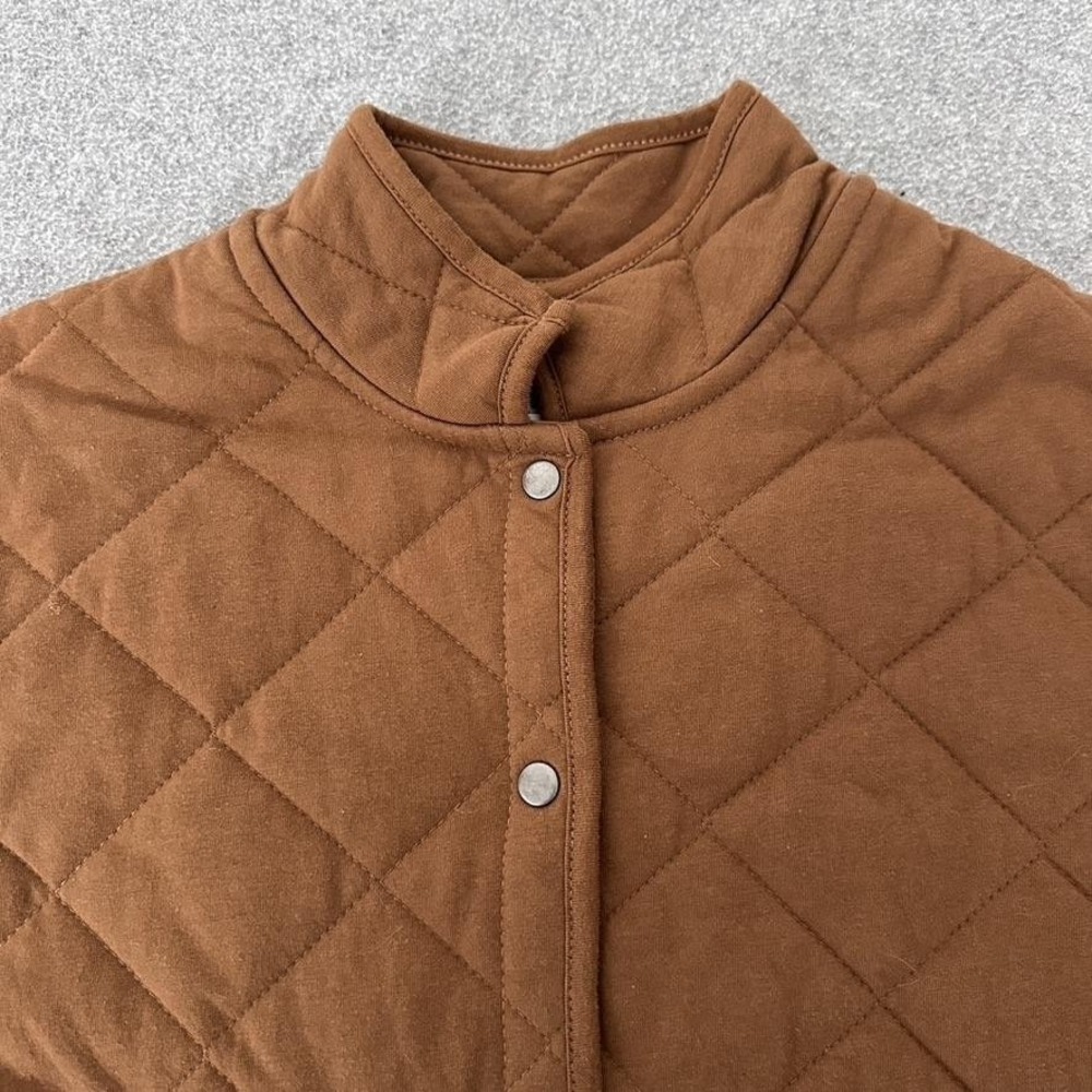 Brown Quilted Snap Jacket Womens Small‎ Boxy Cozy Heritage Country Gorp Utility - Picture 3 of 7